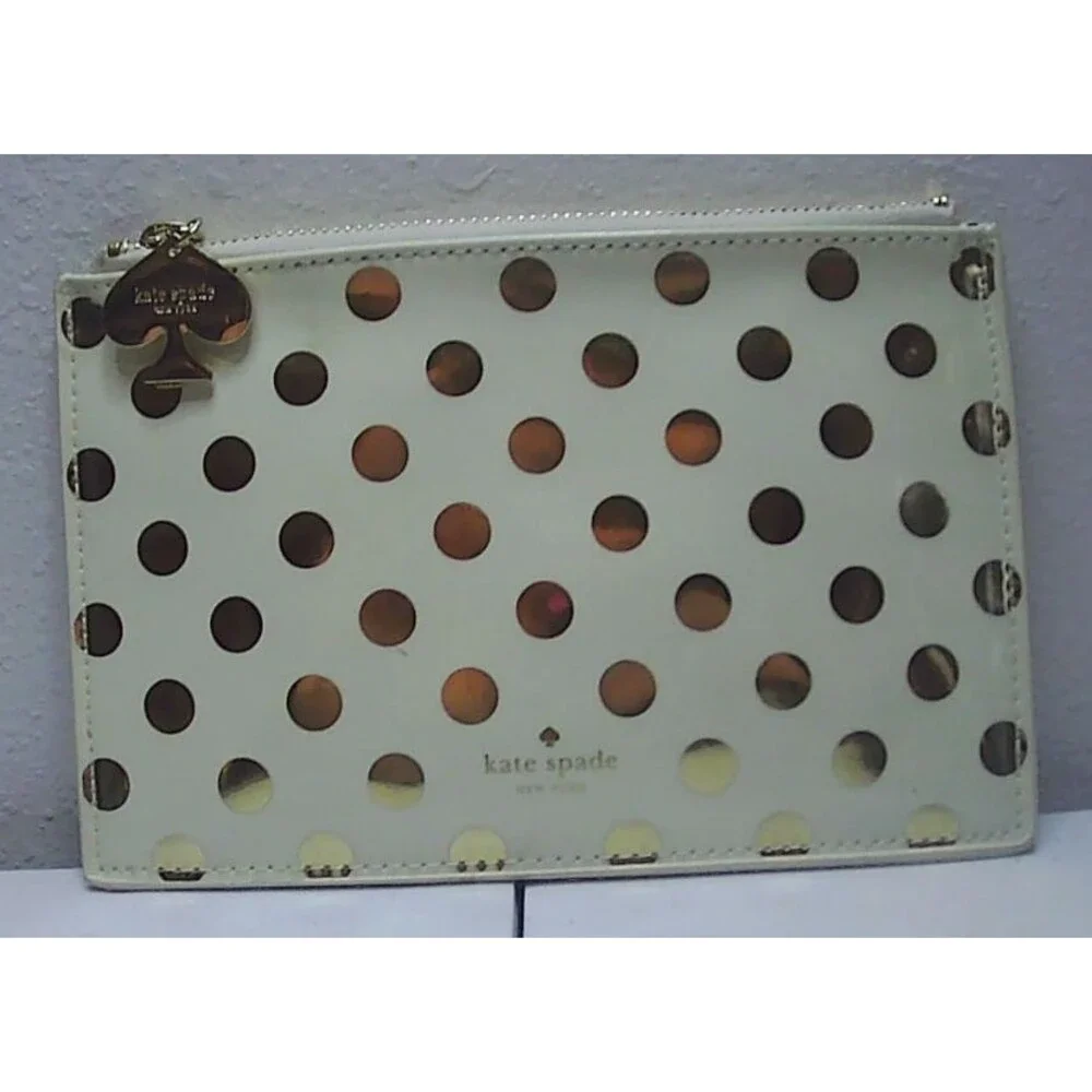 Kate Spade New York Metallic Polka Dots Cosmetic Case Pre-loved 8.5x5.5
